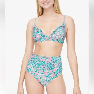 J. Crew Pink and Green Floral Bikini Set